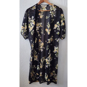 Liberty Love Maternity Open Front Lightweight Floral Sheer Cardigan size Large